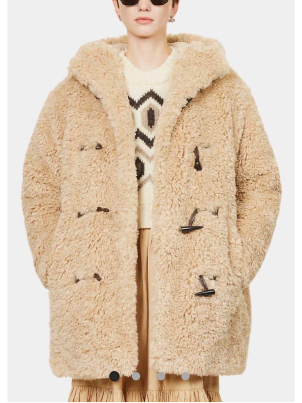 Penny Lane Oversized Teddy Sherpa Toggle Trench Coat by Current Mood size Small